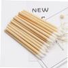 WOONEKY Wooden Handle Lipstick Applicators 100pcs Lip Gloss Wand Makeup Lip Brush Set view 4