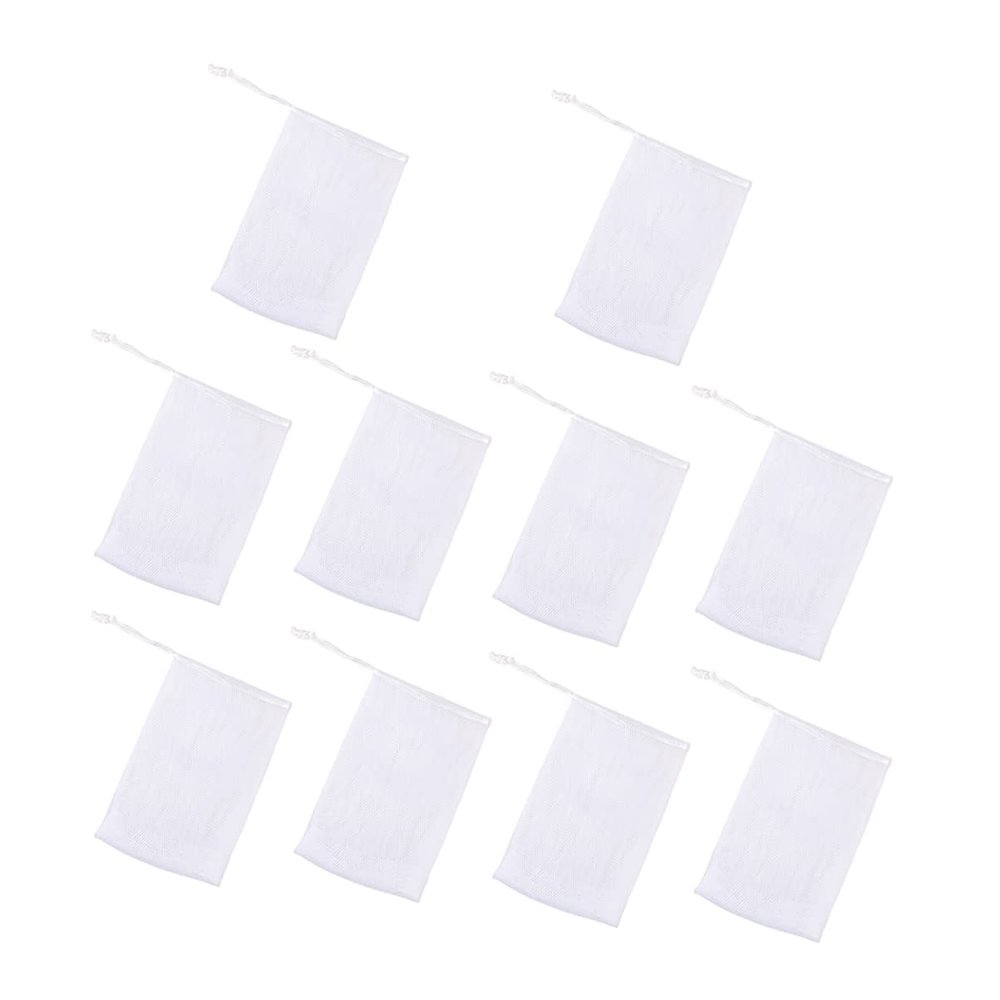 CALLARON 10pcs Handmade Soap Mesh Foaming Net Soap Sack Shower Foaming Nets Rope for Wall Hanging