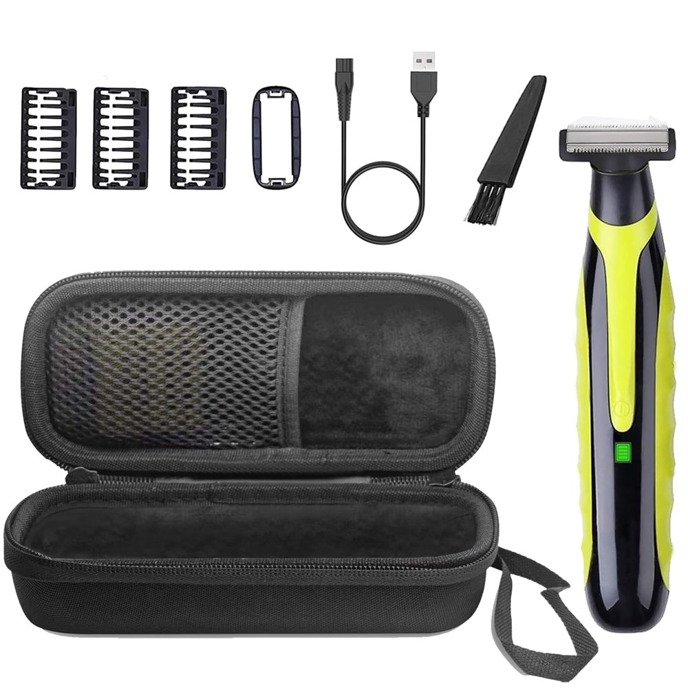 LinMei Mens Electric Shaver Full Body Wet & Dry Shaver, USB-C Fast Charging, IPX5 Waterproof, Cordless Razor for Face, Head, Body Includes Beard Trimmer Attachment (Trimmer+Black Travel Box)