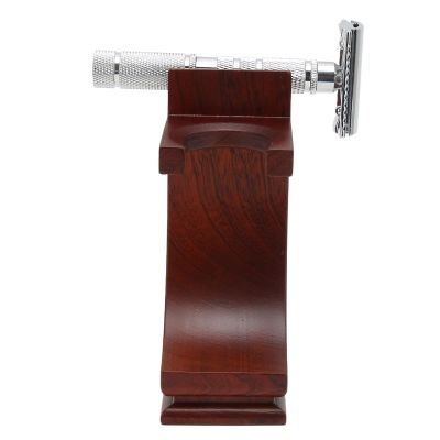 Eujgoov Wood Shave Stand, Stand with Brush Holder, Strong Practicality, Wood Material, Non Slip Base, Small Size, Fits Most Razors and Brushes, Universal Brush Storage Rack, Suitable for