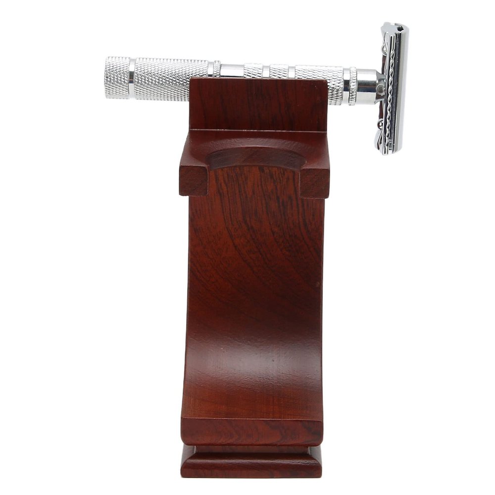 Eujgoov Wood Shave Stand, Stand with Brush Holder, Strong Practicality, Wood Material, Non Slip Base, Small Size, Fits Most Razors and Brushes, Universal Brush Storage Rack, Suitable for