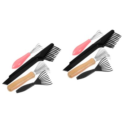 CALLARON 2sets Hair Brush Cleaning Tool Scalp Sweep Comb Hair Comb Brush 4pcs*2