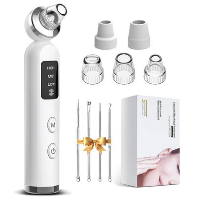 VitalEveRev Blackhead Remover Pore Vacuum  Electric Pore Cleaner for Face and Nose, 3 Suction Levels, 5 Probes, Rechargeable Black Head Remover for Nose with Filter Pads
