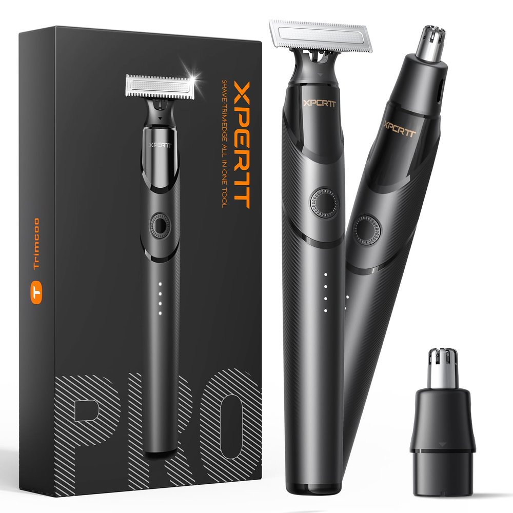 [2025 Upgraded] Body & Nose Hair Trimmer Kit, [All-in-One] Travel Beard Electric Shaver for Men, USB-C Fast Charging, Rechargeable Painless Razor Cordless Waterproof Wet/Dry, Black(Solo)