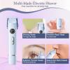 4 in 1 Bikini Trimmer for Women, Upgrade Dual Head Electric Painless Razor, IPX7 Waterproof Wet & Dry Use Electric Razor with Led Light and Display for Nose, Eyebrow, Bikini, Body (Blue) view 3