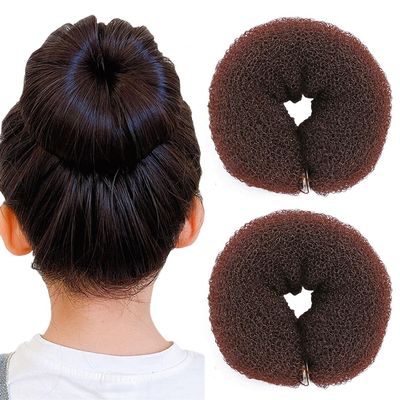 2PCS (20cm/8 Inch) Khaki Hair Donuts Bun Maker Soft Foam Ring Styling Tool for Updos Chignons