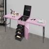 Cbhfmljd Nail Table Desk, Foldable Rolling Nail Case Manicure Table 2 Desktop Cosmetic Case Makeup Train Case Nail Table for Nail Tech Cosmetic Trolley Travel Storage Organizer with Wheels (Pink) view 2