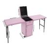 Cbhfmljd Nail Table Desk, Foldable Rolling Nail Case Manicure Table 2 Desktop Cosmetic Case Makeup Train Case Nail Table for Nail Tech Cosmetic Trolley Travel Storage Organizer with Wheels (Pink) view 3