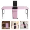 Cbhfmljd Nail Table Desk, Foldable Rolling Nail Case Manicure Table 2 Desktop Cosmetic Case Makeup Train Case Nail Table for Nail Tech Cosmetic Trolley Travel Storage Organizer with Wheels (Pink) view 4