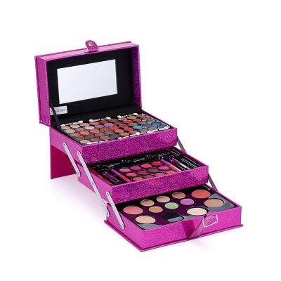 HPQHPQ All-in-One Makeup Travel Case - Durable Makeup Box for Women with Full Kit Essentials, Perfect Makeup Set for On-the-Go (Pink)