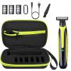 LinMei Mens Electric Shaver Full Body Wet & Dry Shaver, USB-C Fast Charging, IPX5 Waterproof, Cordless Razor for Face, Head, Body Includes Beard Trimmer Attachment (Trimmer+Black-Green Travel Box) view 1
