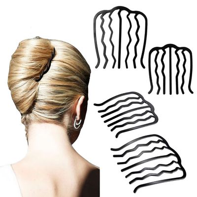 4 Pcs Hair Fork Clip Metal Hair Side Combs for Women, Bun Updo Hair Sticks French Twist Tool