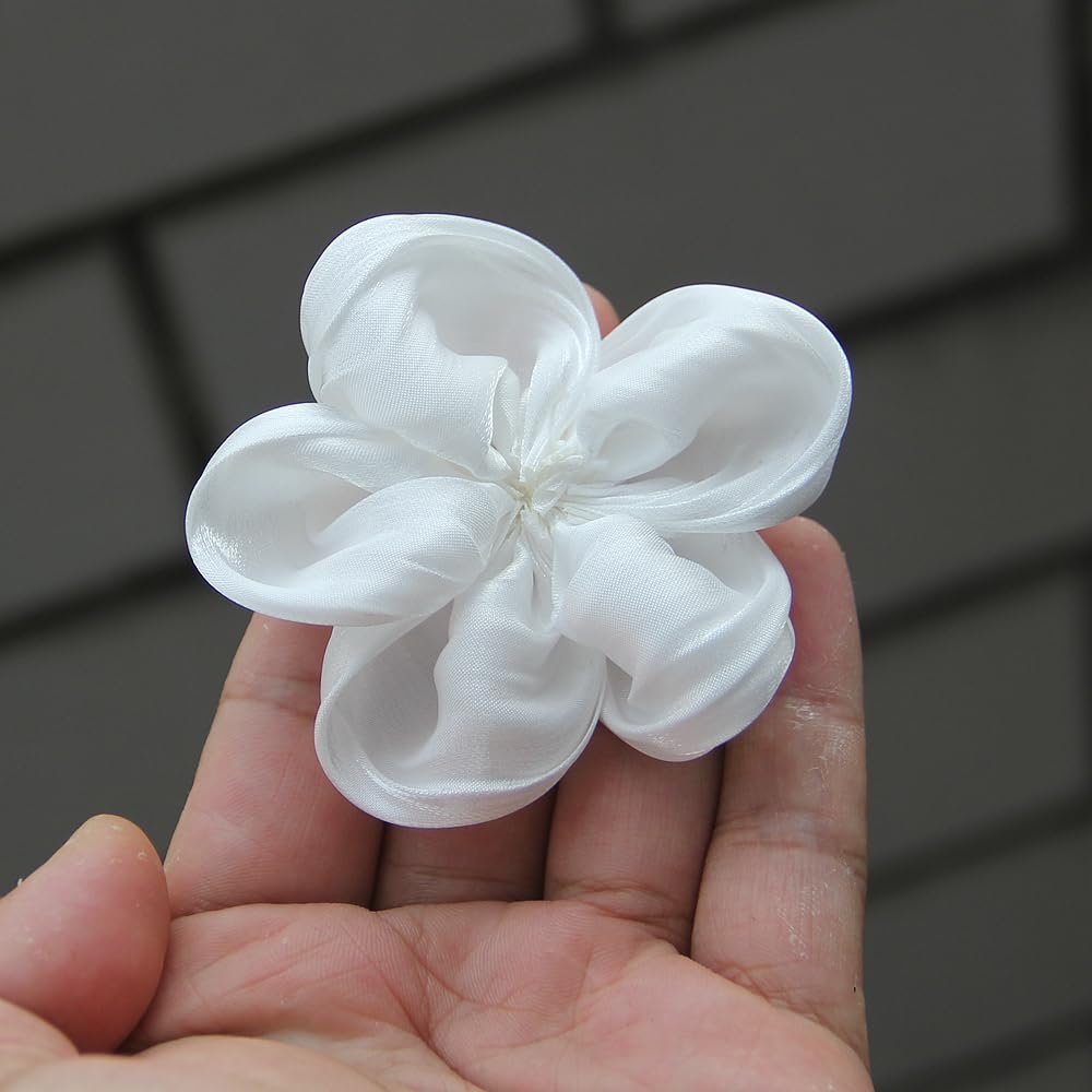 10Pcs 7cm Fashion Elegant Organza Flower For Hair Accessories Artifical Flower (10Pcs White)