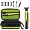 LinMei Mens Electric Shaver Full Body Wet & Dry Shaver, USB-C Fast Charging, IPX5 Waterproof, Cordless Razor for Face, Head, Body Includes Beard Trimmer Attachment (Trimmer+Green Travel Box) view 1