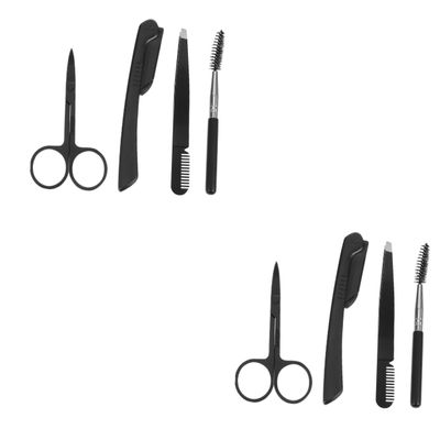 WRITWAA 2sets Eyebrow Grooming Tools Kit Stainless Steel Eyebrow Scissors Tweezers Brush for Precise Trimming and Shaping Skin Friendly Design