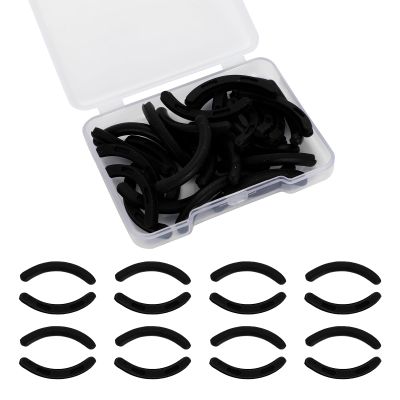 30PCS Silicone Eyelash Curler Refill Pads, Universal Fit Rubber Replacement Pads for Eye Lash Curler with Clear Storage Box, Black