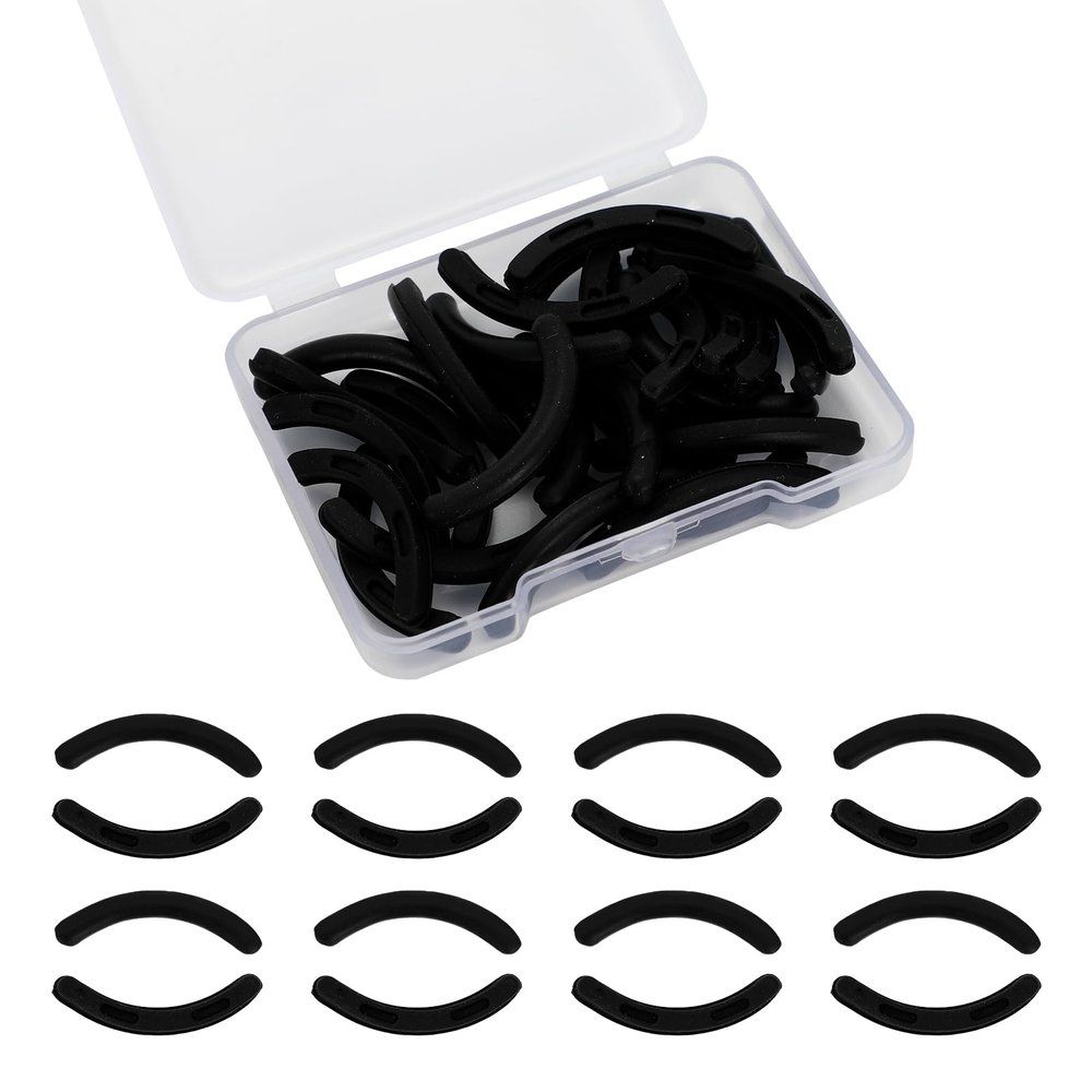 30PCS Silicone Eyelash Curler Refill Pads, Universal Fit Rubber Replacement Pads for Eye Lash Curler with Clear Storage Box, Black