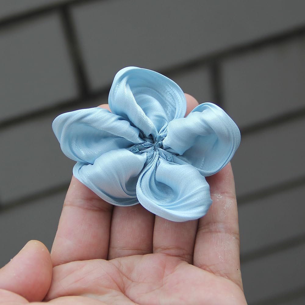 10Pcs 7cm Fashion Elegant Organza Flower For Hair Accessories Artifical Flower (10Pcs Blue)