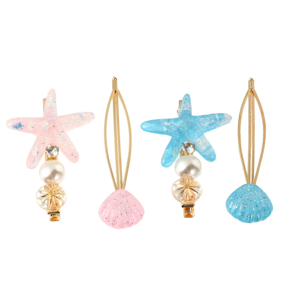 4Pcs Sea Star Crystal Hair Clips for Girls, Elegant Hair Accessories for Special Occasions and Everyday Wear