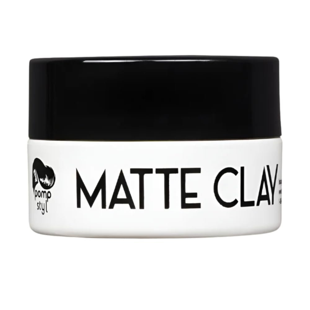 Pomp Styl Matte Clay for Men 4 OZ | Medium Hold, Low Shine Hair Styling Clay | Texturizing Matte Finish | Professional Hair Wax for All Hair Types