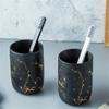 DUYHBAWRS Marble Ceramic Bathroom Toilet Accessory Sets Toothbrush Box Mouthwash Cup Dish Shampoo Dispenser view 3
