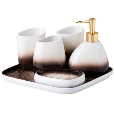 DUYHBAWRS Mouthwash Cup Toothbrush Holder Toilet Decoration Sets Toilet Organizer Ceramic Bathroom Accessories Shampoo Dispenser