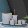 DUYHBAWRS Bathroom Accessories Set 6 Pieces Room Set Toothbrush Holder Soap Dispenser Toilet Brush Trash Can Bathroom Essential Set(E) view 2