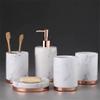 DUYHBAWRS White Marble Bathroom Mouthwash Cup Toothbrush Holder Lotion Bottle Dish Ceramic 5pcs Home Hotel Washing Set view 2