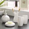 DUYHBAWRS Wash Five Piece Set Ceramic Soap Rack Toothbrush Holder Mouth Cup Liquid Soap Bottle Container Bathroom Accessories Set view 2