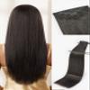 LUVME Yaki Straight Seamless 70g 4Pcs Clip in Hair Extensions Full Max with 16inch Remy Human Hair Clip ins Extensions, Natural Black 100% Real Soft Hair view 1