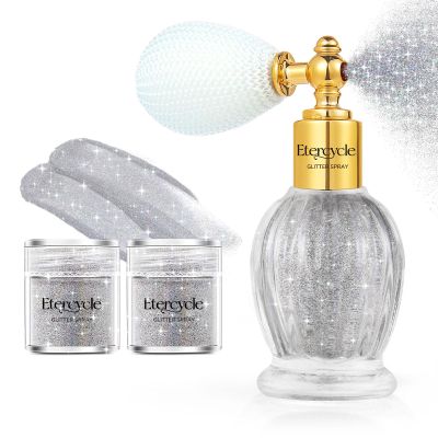 Etercycle Body Glitter Spray, Silver Hair Glitter Shimmer Sparkle Powder, Extra Fine Face Body Shimmer Cosmetic Glitter Makeup for Rave Clothes Nail Art Easter Halloween Crafts