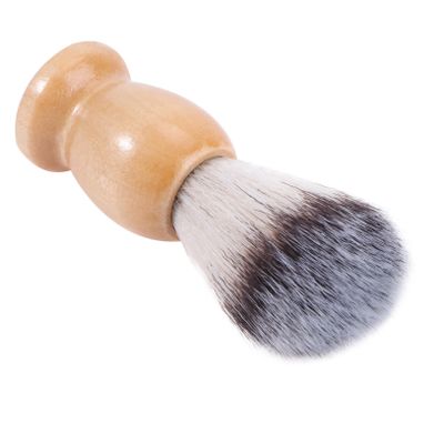 DEARMAMY Beard Brush Natural Wooden Handle Synthetic Bristles Beard Care for Wet Dry Shaving