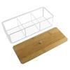 ABOOFAN Compartment Organizer for Cotton Swabs and Cosmetic Pads Bathroom Storage Container with Bamboo Lid and Acrylic Design for Easy Access and Neat Countertop Organization view 1
