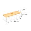 ABOOFAN Compartment Organizer for Cotton Swabs and Cosmetic Pads Bathroom Storage Container with Bamboo Lid and Acrylic Design for Easy Access and Neat Countertop Organization view 2