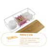 ABOOFAN Compartment Organizer for Cotton Swabs and Cosmetic Pads Bathroom Storage Container with Bamboo Lid and Acrylic Design for Easy Access and Neat Countertop Organization view 3