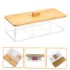 ABOOFAN Compartment Organizer for Cotton Swabs and Cosmetic Pads Bathroom Storage Container with Bamboo Lid and Acrylic Design for Easy Access and Neat Countertop Organization view 4