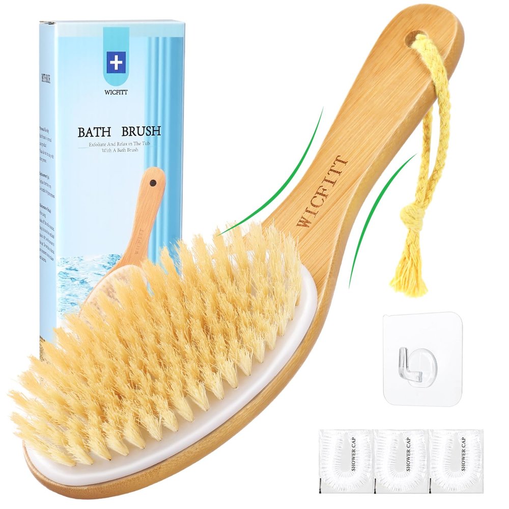 Dry Brushing Body Brush, Exfoliating Dry Brush with Boar Bristles, Soft Shower Brush for Cleaning Body, Improving Blood Circulation and Lymphatic Drainage,Skin Care(Premium Soft Bristle)