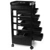 Beauty Salon Trolley, Salon Plastic Rolling Cart for Stylist with 5 Removable Drawers and Dryer Holder, Rolling Hairdressing Cart with 4 Wheels for Beauty SPA Barbershop Hairdresser view 1