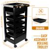 Beauty Salon Trolley, Salon Plastic Rolling Cart for Stylist with 5 Removable Drawers and Dryer Holder, Rolling Hairdressing Cart with 4 Wheels for Beauty SPA Barbershop Hairdresser view 2