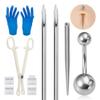 Belly Piercing KitSterile Body Piercing Tool Set With Piercing Needles Clamp Forceps 10mm Belly Button Navel Ring Piercing Body Jewelry Kit view 1
