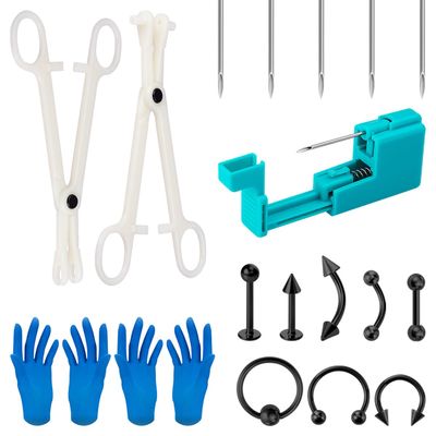 16G Body Piercing KitLip/Ear/Nose/Eyebrow Piercing Gun Kits Safe Body Piercing Needle Tools for Women Men