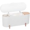 3-Slot Cosmetic Organizer With Transparent Lid, Countertop Holder For Cotton Pads, Swabs, Sponges For Bathroom And Vanity view 1