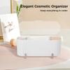 3-Slot Cosmetic Organizer With Transparent Lid, Countertop Holder For Cotton Pads, Swabs, Sponges For Bathroom And Vanity view 3
