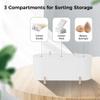 3-Slot Cosmetic Organizer With Transparent Lid, Countertop Holder For Cotton Pads, Swabs, Sponges For Bathroom And Vanity view 4