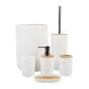 DUYHBAWRS Bathroom Toiletries Six-Piece Bathroom Storage Kit Trash Can Soap Dish Toothbrush Holder(D) view 1