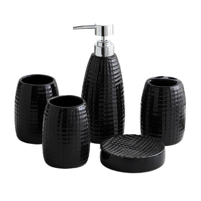 DUYHBAWRS Bathroom Supplies Brushing Cup Wash Cup Lotion Bottle Kit Bathroom Five-Piece Set(E)