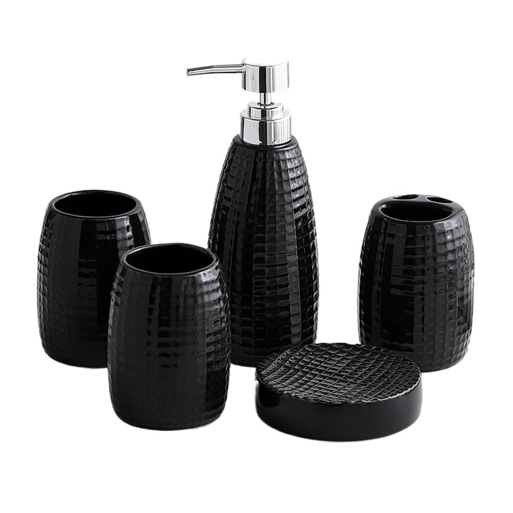 DUYHBAWRS Bathroom Supplies Brushing Cup Wash Cup Lotion Bottle Kit Bathroom Five-Piece Set(E)