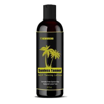 Self Tanner Lotion - 8oz Sunless Tanning for Face & Body, Natural & Organic, Streak-Free & Long-Lasting Glow, Instant Tanning Lotion with Coconut Oil Argan Oil Aloe Vera