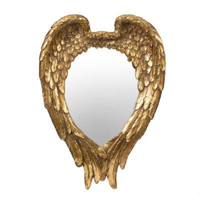 22" x 16" Golden Wing Accent Mirror, Wall Mirror for Living Room, Entryway, Bedroom, Foyer, Office BZ418