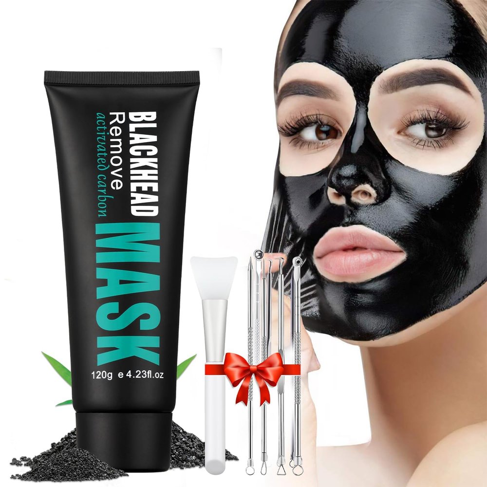 Peel Off Face Mask, Charcoal Blackhead Remover Mask, Facial Mask Purifying and Deep Cleansing, Blackhead Removal Kit for Oily Skin Deep Cleansing, Face Nose Blakhead Pores Removal Set 120g